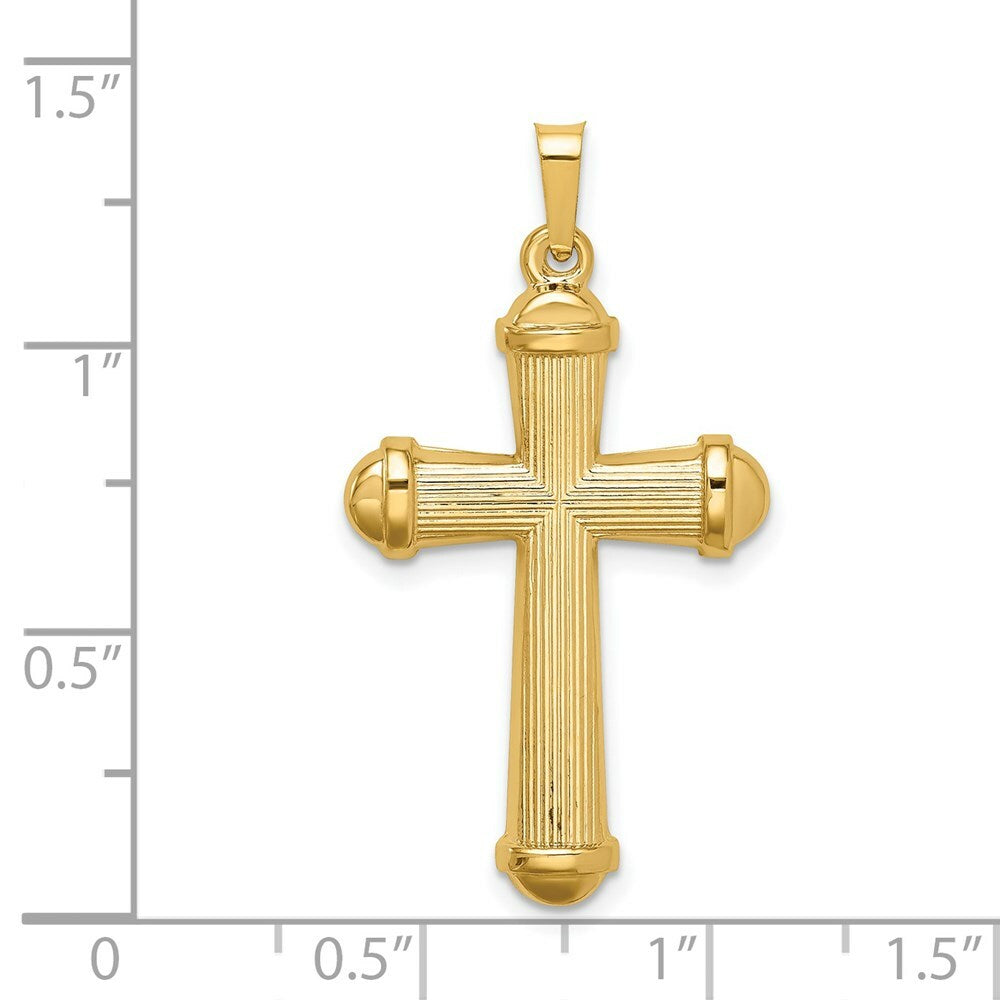 14K Yellow Gold Hollow Polished Cross