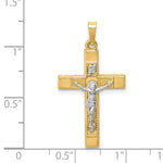 Load image into Gallery viewer, 14K Two-Tone Gold Hollow Polished Textured Latin Crucifix
