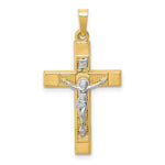 Load image into Gallery viewer, 14K Two-Tone Gold Hollow Polished Textured Latin Crucifix
