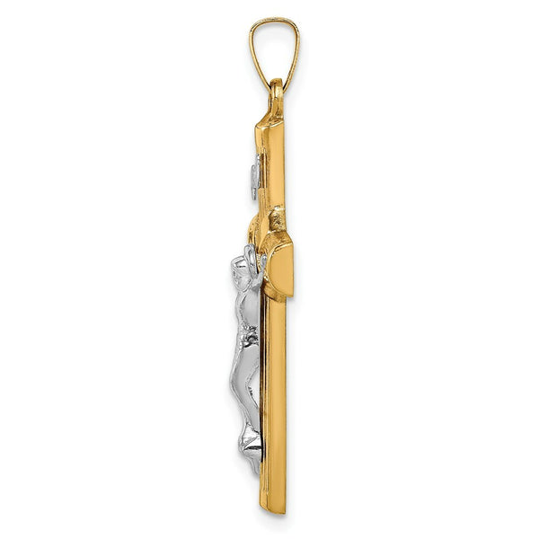 14K Two-Tone Gold Hollow Polished Center X Crucifix