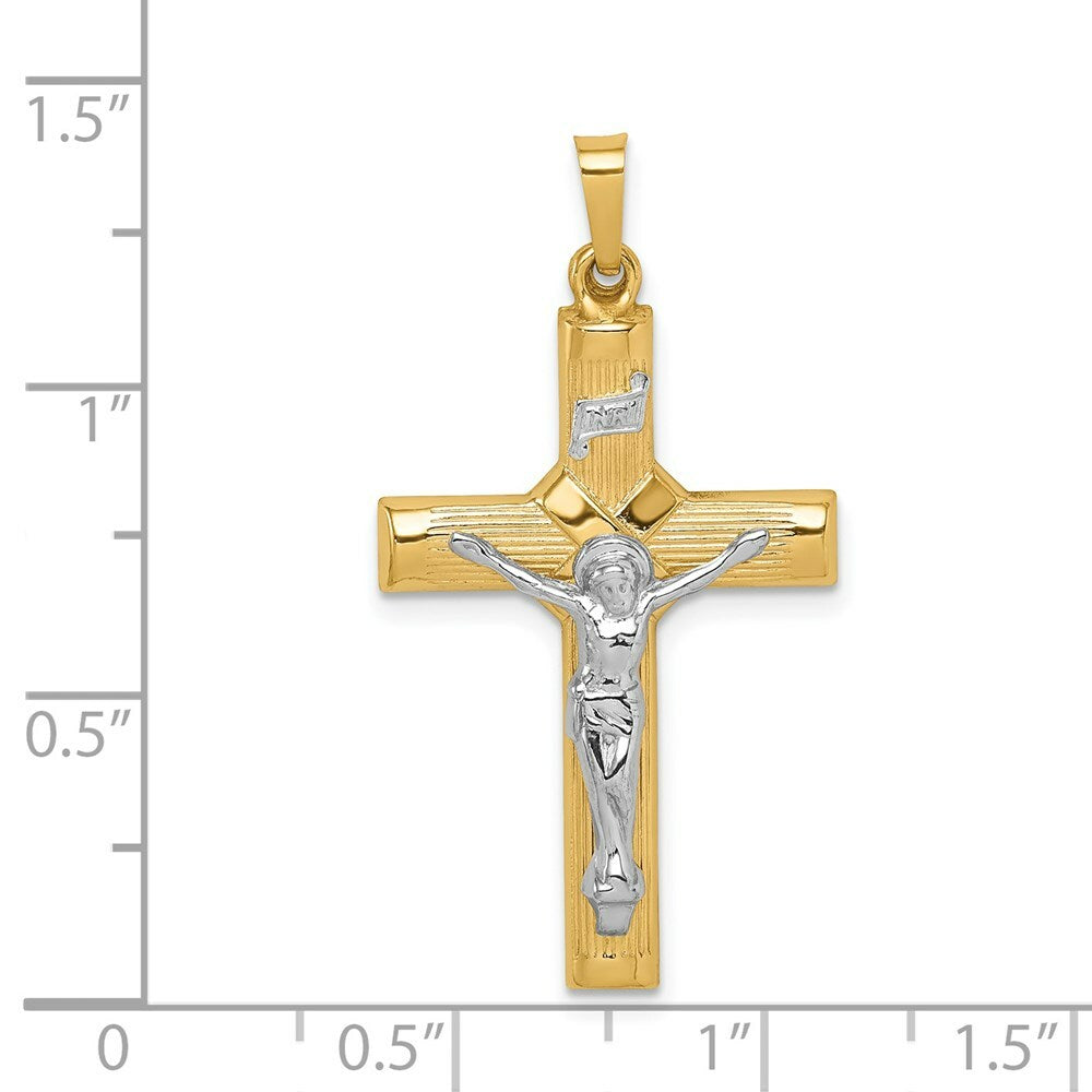 14K Two-Tone Gold Hollow Polished Center X Crucifix