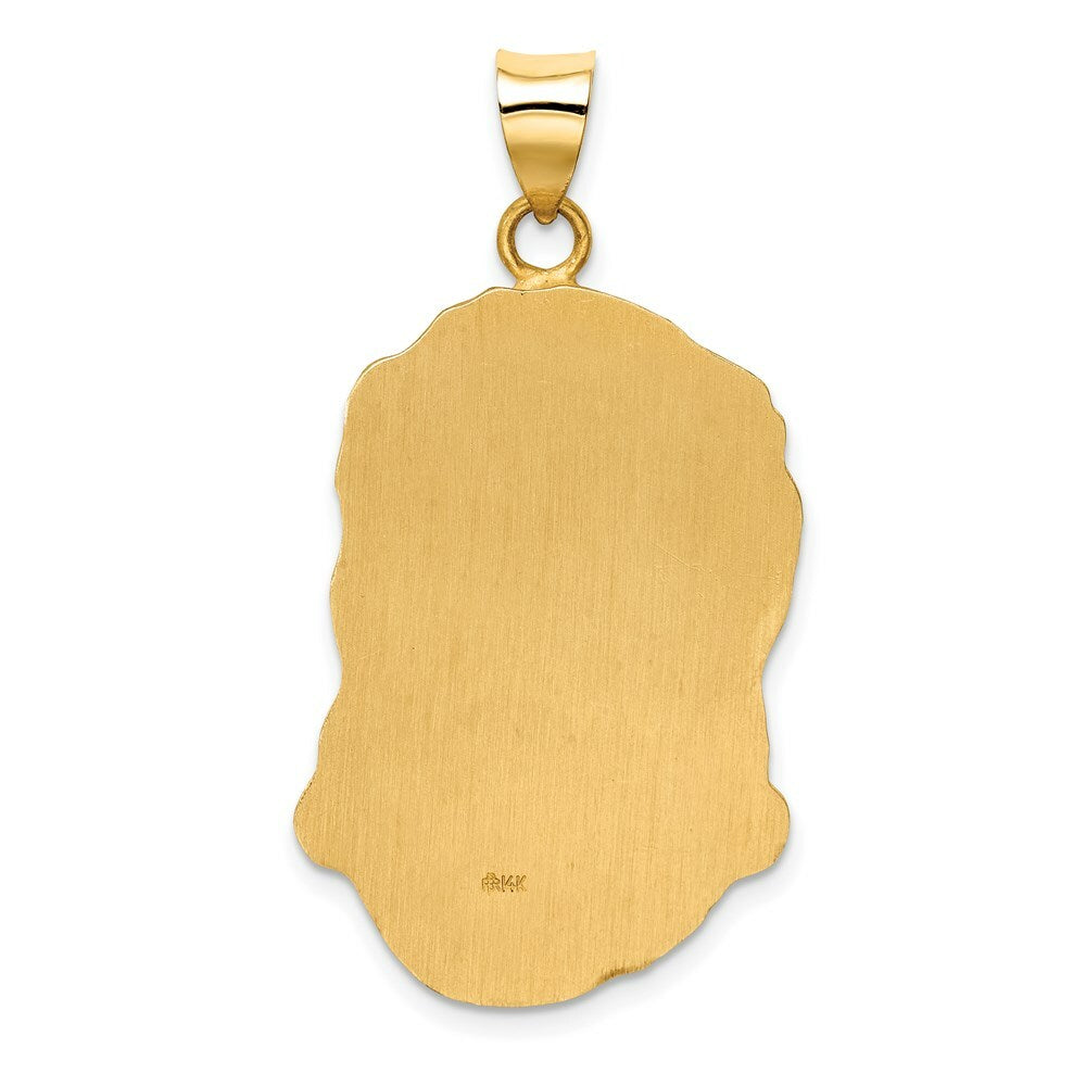 14K Yellow Gold Hollow Polished/Satin Large Jesus Medal