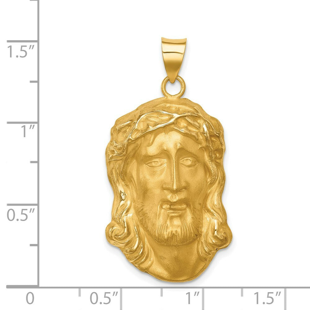 14K Yellow Gold Hollow Polished/Satin Large Jesus Medal
