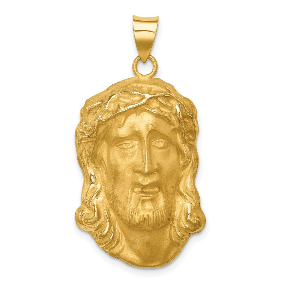 14K Yellow Gold Hollow Polished/Satin Large Jesus Medal