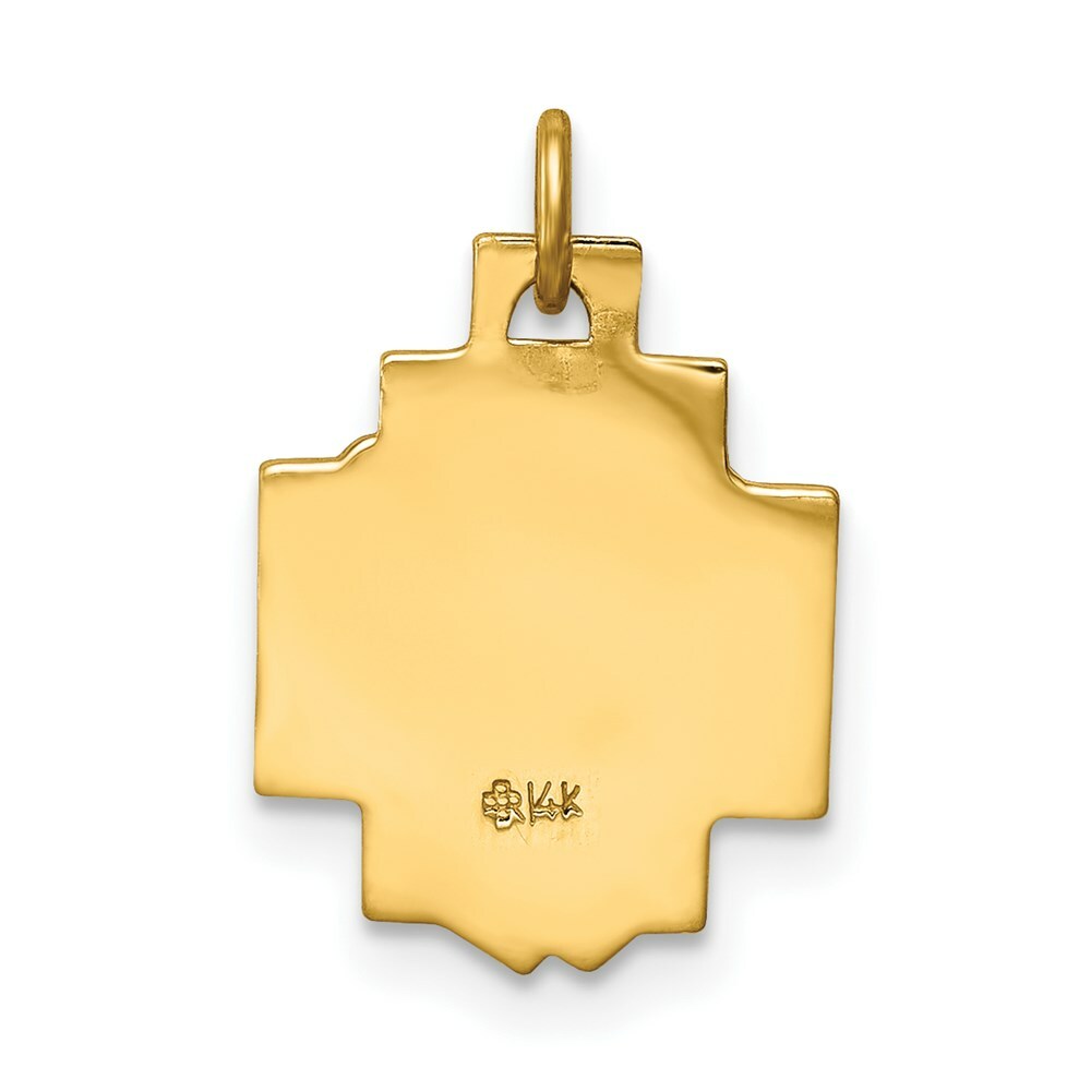 14K Yellow Gold Hollow Polished/Satin Small Jesus Cross Medal