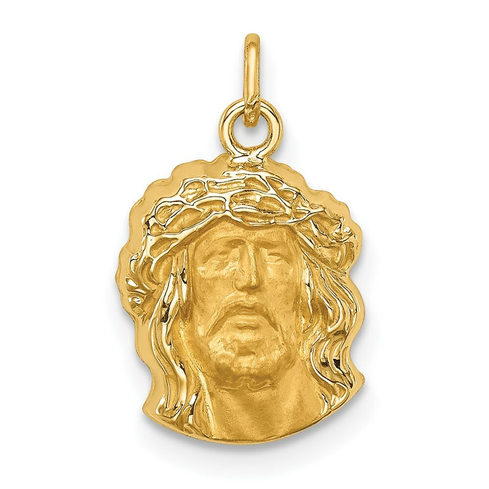 14K Yellow Gold Hollow Polished/Satin Small Jesus Medal