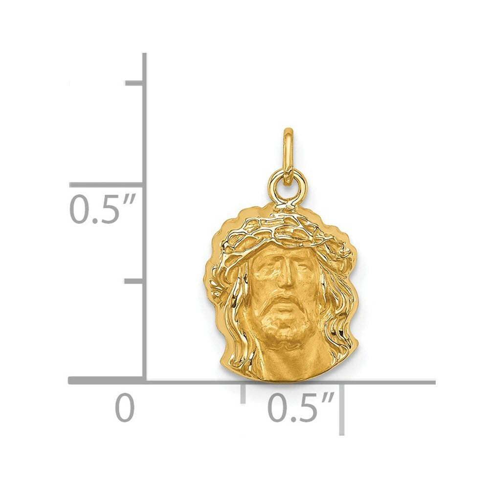14K Yellow Gold Hollow Polished/Satin Small Jesus Medal