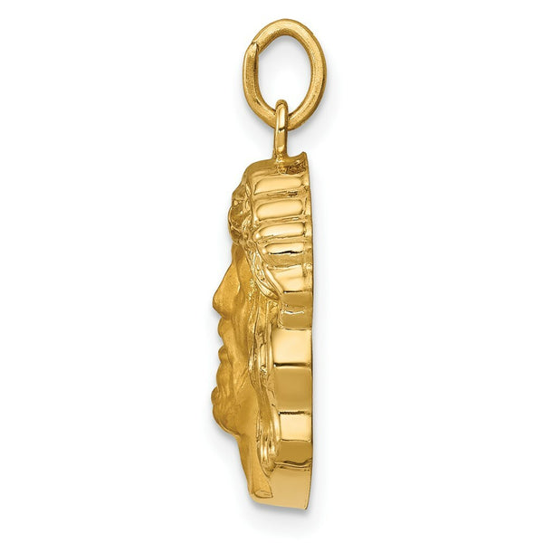 14K Yellow Gold Hollow Polished/Satin Medium Jesus Medal