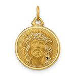 Load image into Gallery viewer, 14K Yellow Gold Hollow Polished/Satin Small Round Jesus Medal
