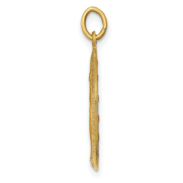 14K Yellow Gold Solid Polished/Satin Oval Miraculous Medal