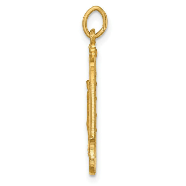 14K Yellow Gold Solid Polished/Satin Large Rectangle Framed Miraculous Medal