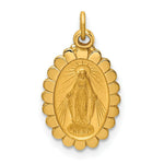 Load image into Gallery viewer, 14K Yellow Gold Solid Polished/Satin Small Oval Scalloped Miraculous Medal
