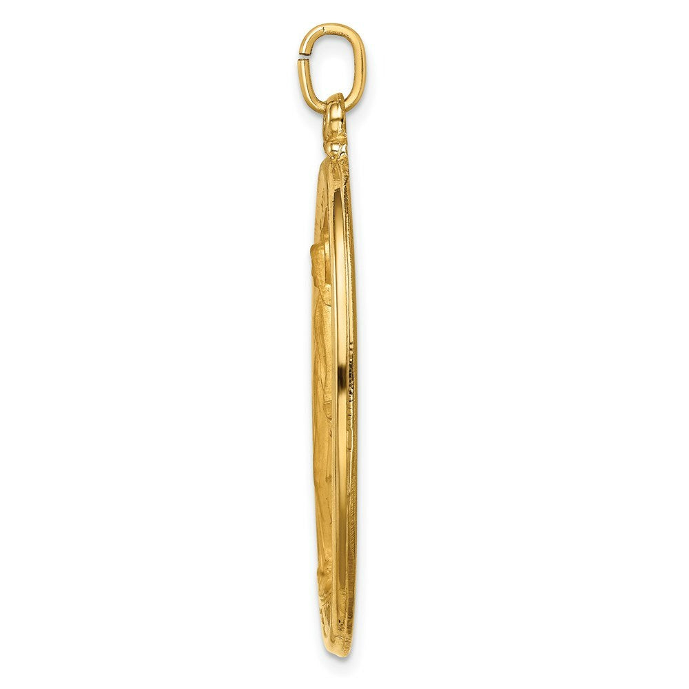 14K Yellow Gold Solid Polished/Satin Extra Large Oval Miraculous Medal