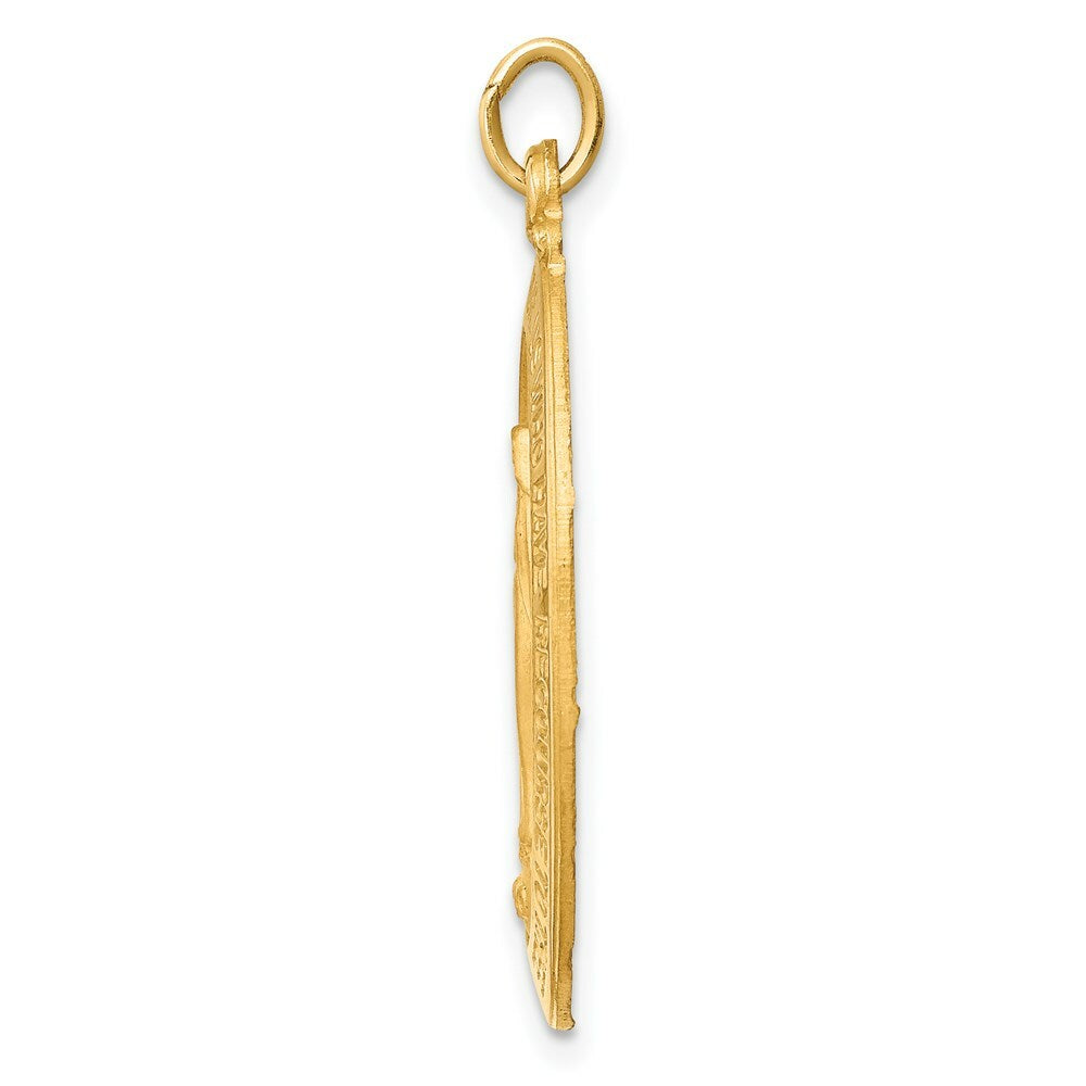 14K Yellow Gold Solid Polished/Satin Medium Oval Miraculous Medal