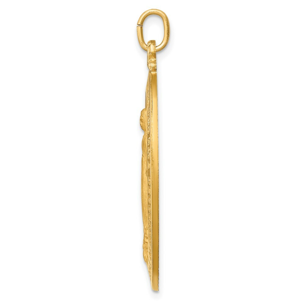14K Yellow Gold Solid Polished/Satin Large Oval Miraculous Medal