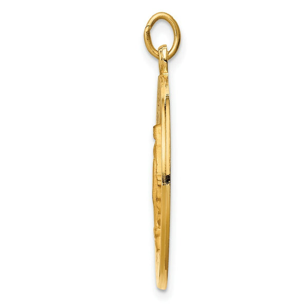 14K Yellow Gold Solid Polished/Satin Round Miraculous Medal