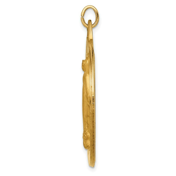 14K Yellow Gold Solid Polished/Satin Large Round Miraculous Medal
