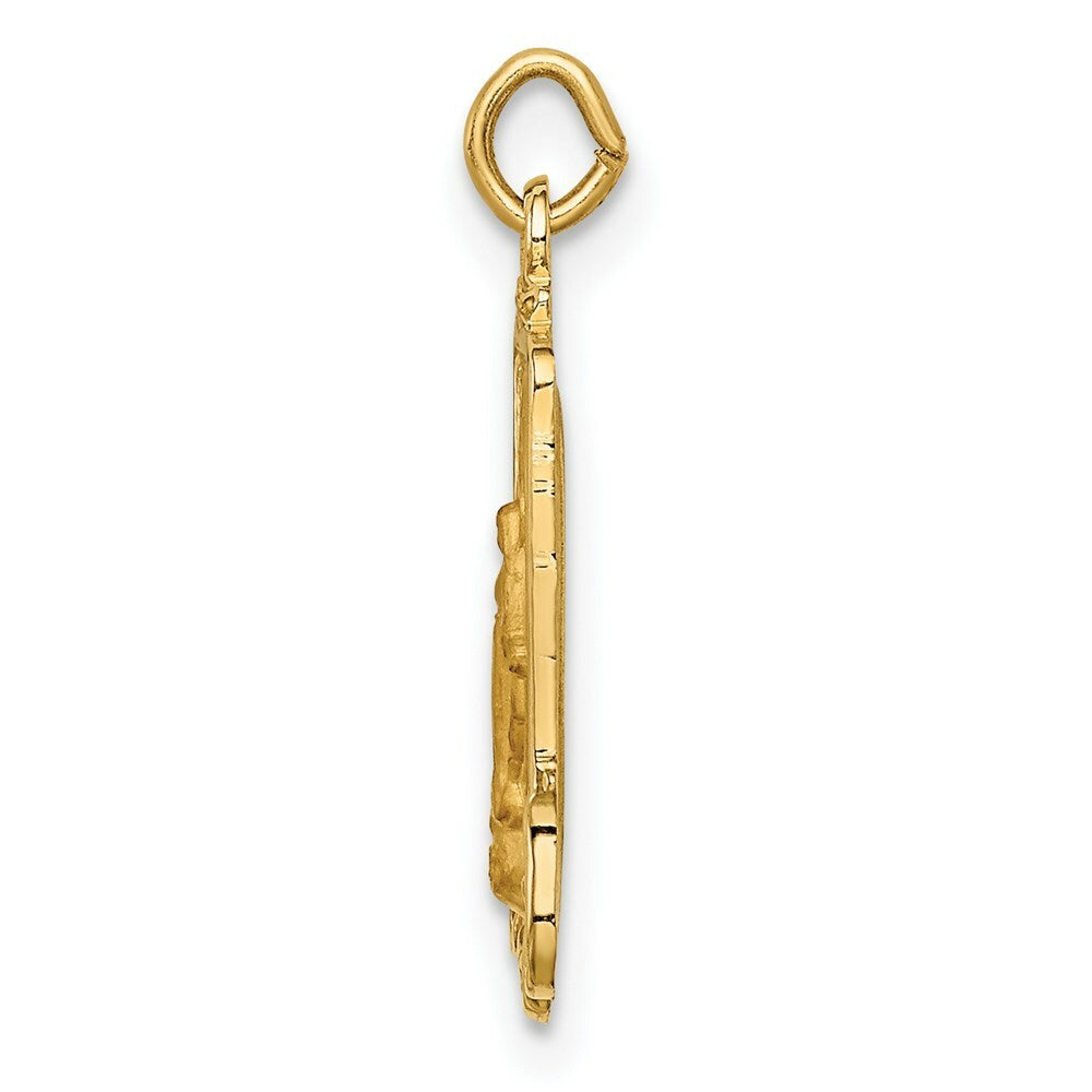 14K Yellow Gold Solid Polished/Satin Rectangular Miraculous Medal