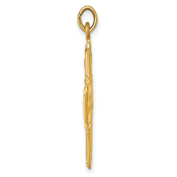 14K Yellow Gold Solid Polished/Satin Medium 4-Way Medal