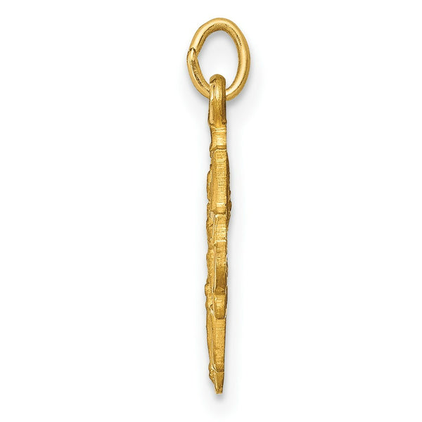 14K Yellow Gold Solid Satin Small 4-Way Medal