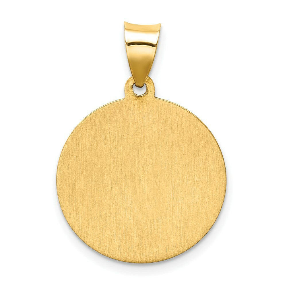 14K Yellow Gold Hollow Polished/Satin Round St. Augustine Medal