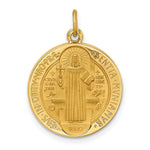 Load image into Gallery viewer, 14K Yellow Gold Solid Polished/Satin Round Reversible St. Benedict Medal
