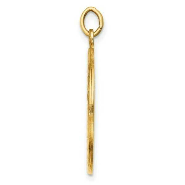 14K Yellow Gold Solid Polished/Satin Medium Round St. Christopher Medal
