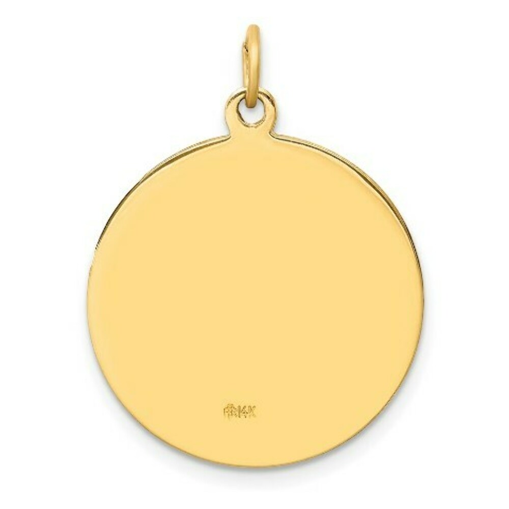 14K Yellow Gold Solid Polished/Satin Medium Round St. Christopher Medal