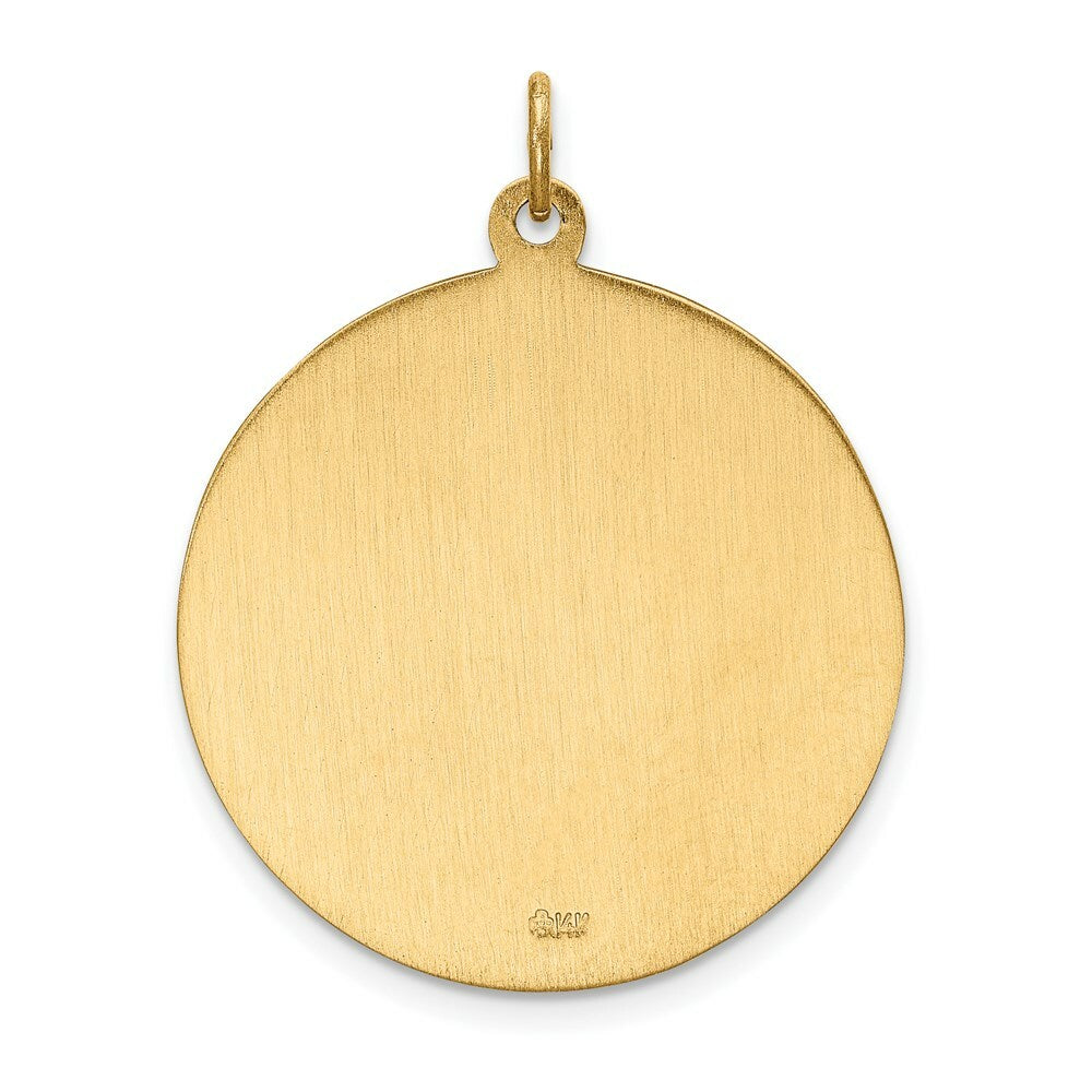 14K Yellow Gold Solid Polished/Satin Large Round St. Christopher Medal