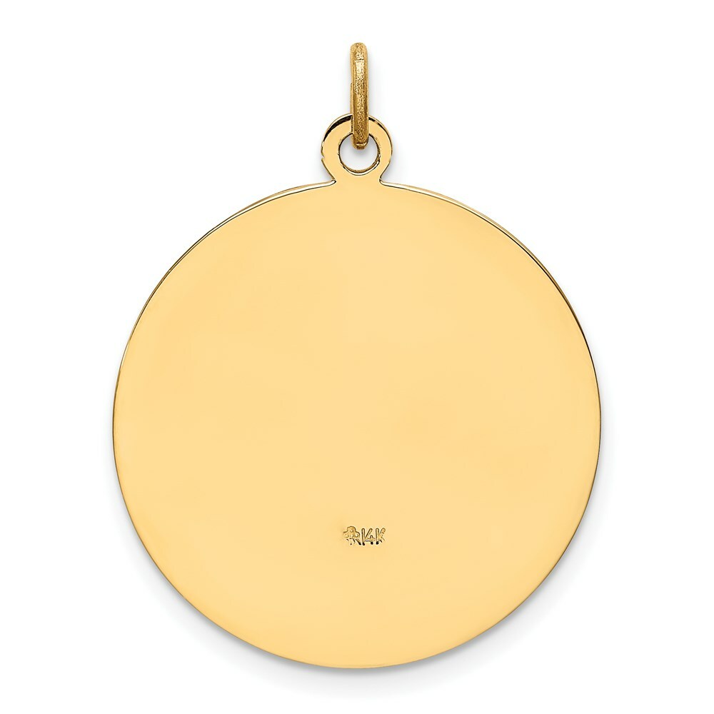 14K Yellow Gold Solid Polished/Satin Medium Round St. Christopher Medal
