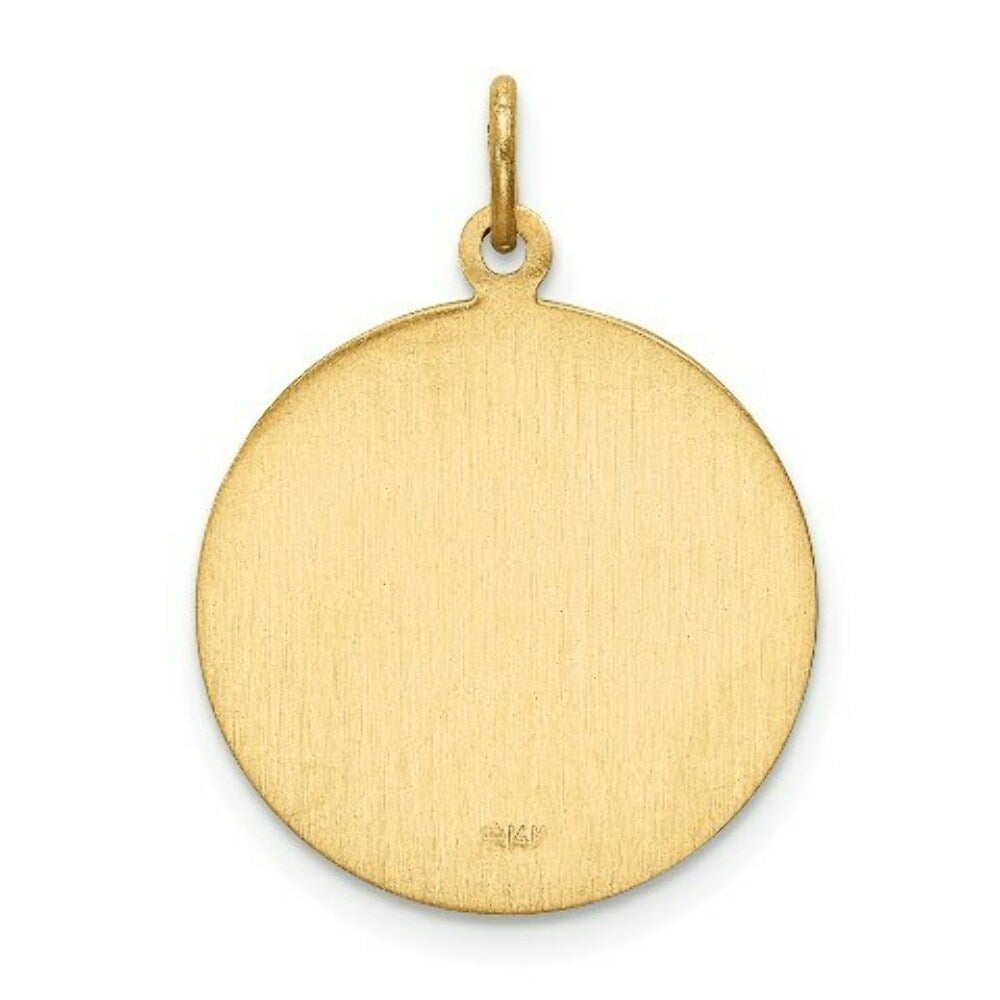 14K Yellow Gold Solid Polished/Satin Small Round St. Christopher Medal