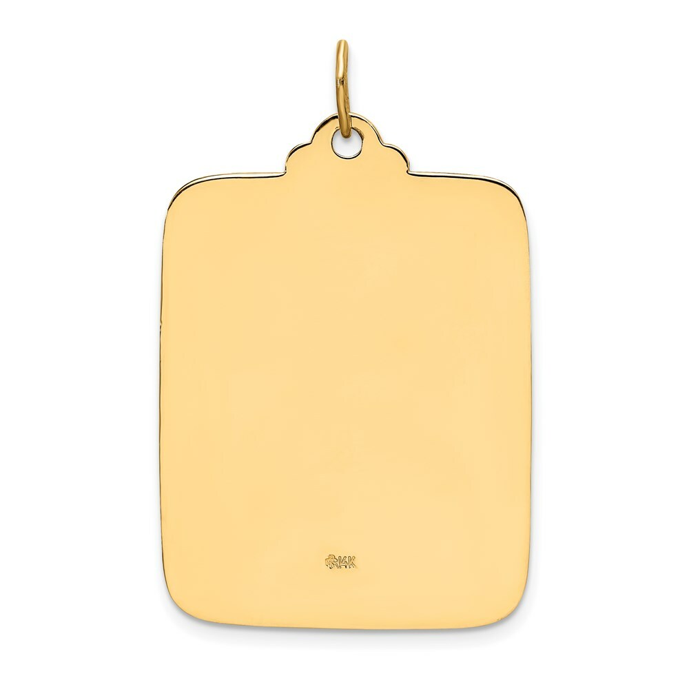 14K Yellow Gold Solid Polished/Satin Large Rectangle St. Christopher Medal