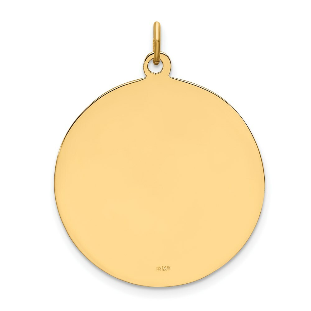 14K Yellow Gold Solid Polished/Satin Medium Round Disc St. Christopher Medal