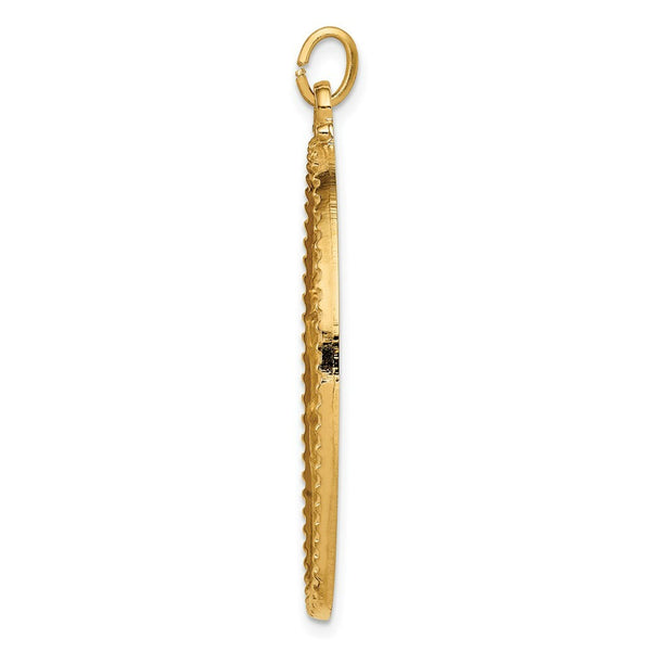 14K Yellow Gold Solid Polished/Satin Extra Large Beaded Edge St. Christopher Medal
