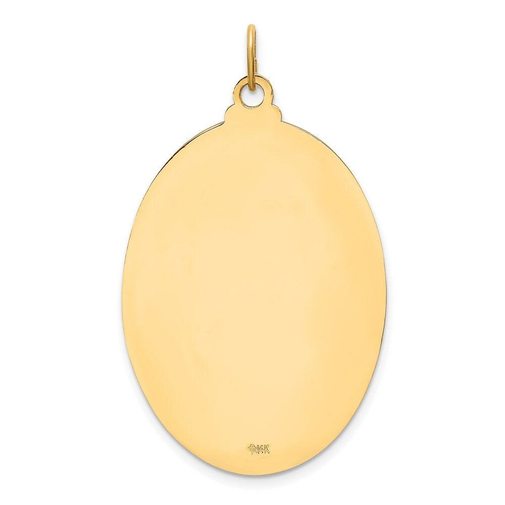 14K Yellow Gold Solid Polished/Satin Extra Large Beaded Edge St. Christopher Medal