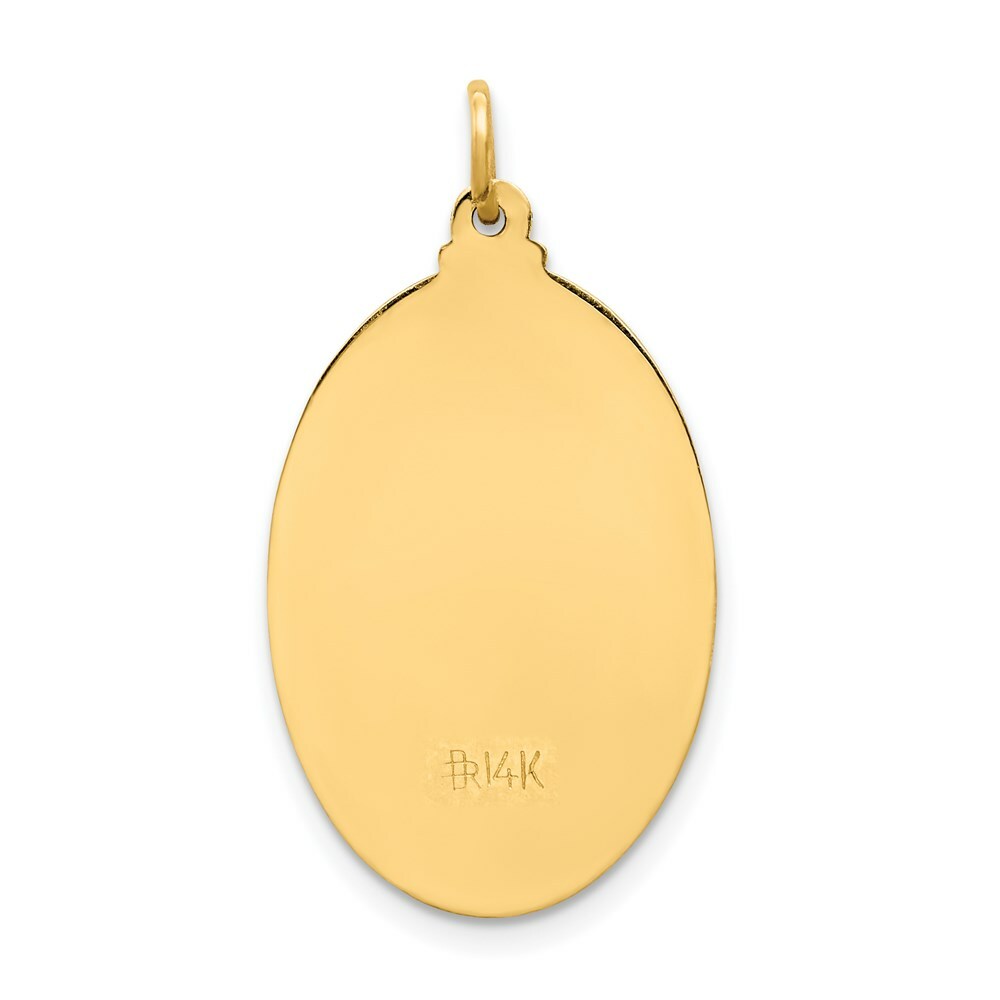 14K Yellow Gold Solid Polished/Satin Medium Oval St. Christopher Medal