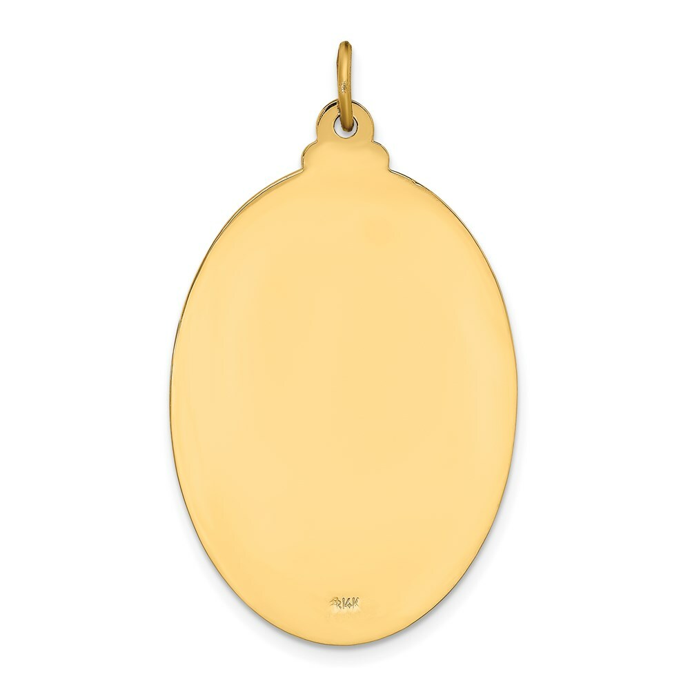 14K Yellow Gold Solid Polished/Satin Large Oval St. Christopher Medal