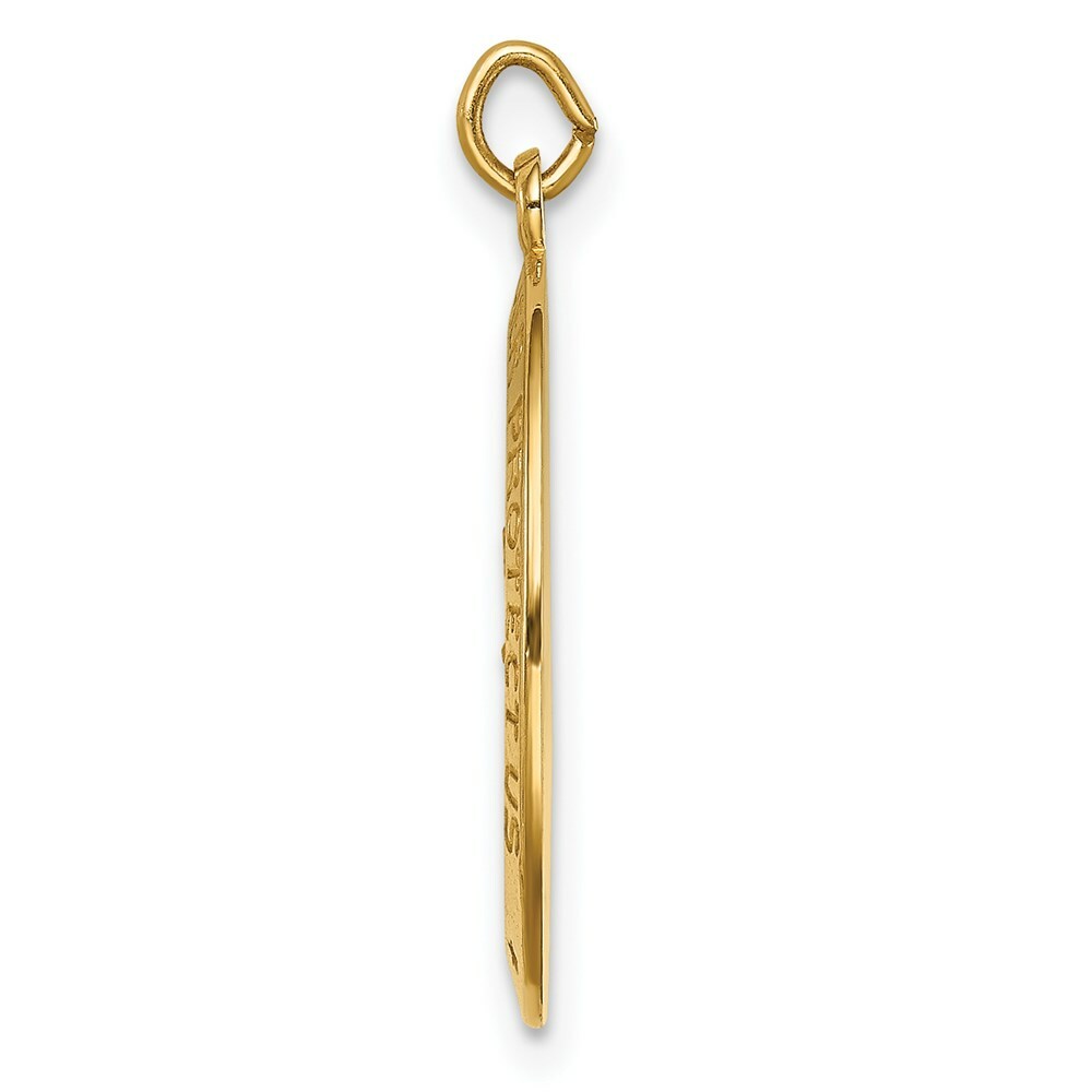 14K Yellow Gold Solid Polished/Satin Small Oval St. Christopher Medal