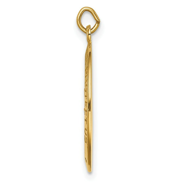14K Yellow Gold Solid Polished/Satin Small Oval St. Christopher Medal