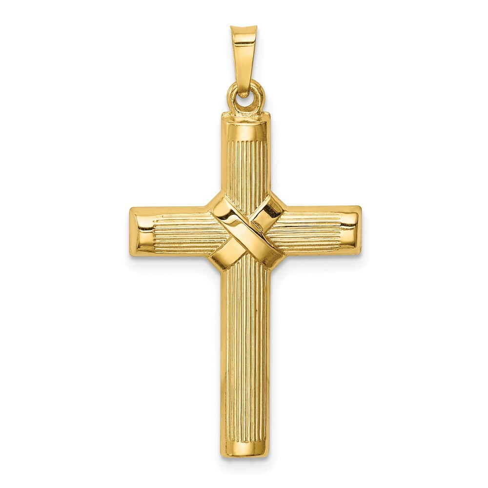 14K Yellow Gold Hollow Polished Center X Cross