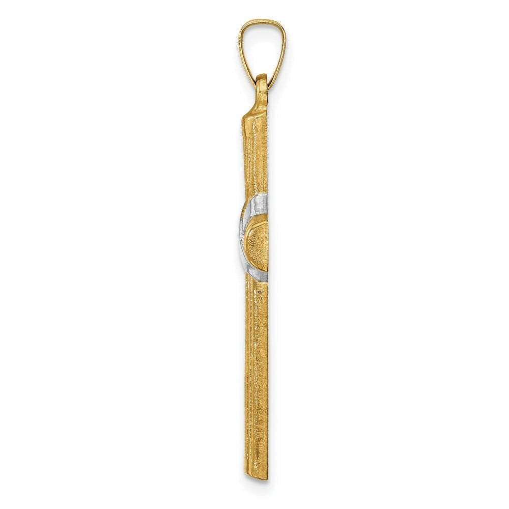 14K Yellow Gold Hollow Polished Rhodium-plated Center X Cross