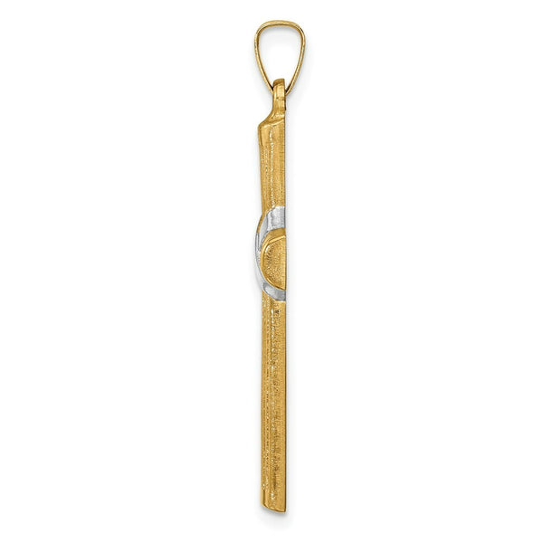14K Yellow Gold Hollow Polished Rhodium-plated Center X Cross