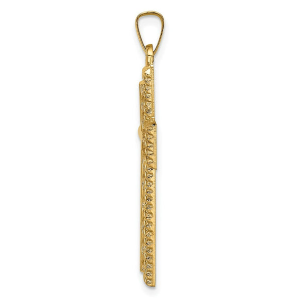 14K Yellow Gold Hollow Polished Rope Edge Latin Cross