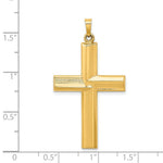 Load image into Gallery viewer, 14K Yellow Gold Hollow Polished Stripe Design Latin Cross
