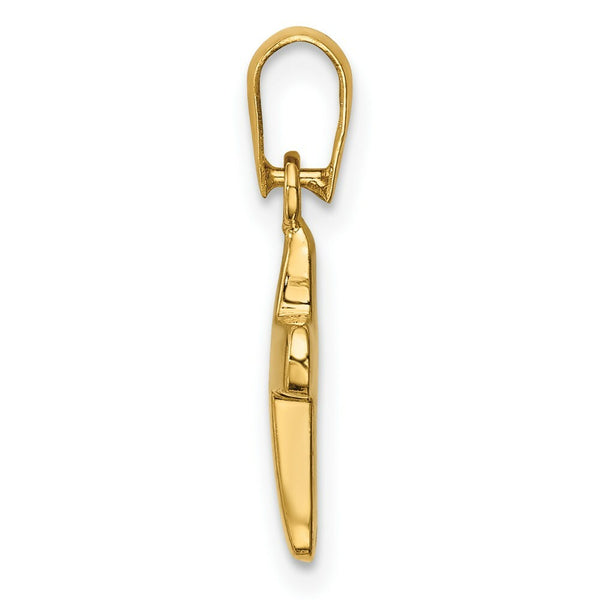 14K Yellow Gold Polished Hollow Latin Cross Pendant