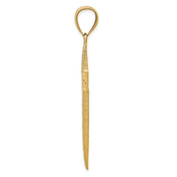 14K Yellow Gold Diamond-cut Cross Pendant