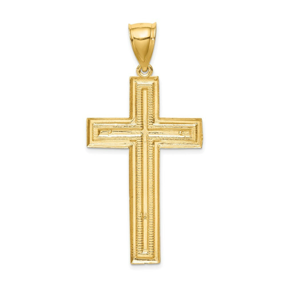 14K Yellow Gold Diamond-cut Cross Pendant