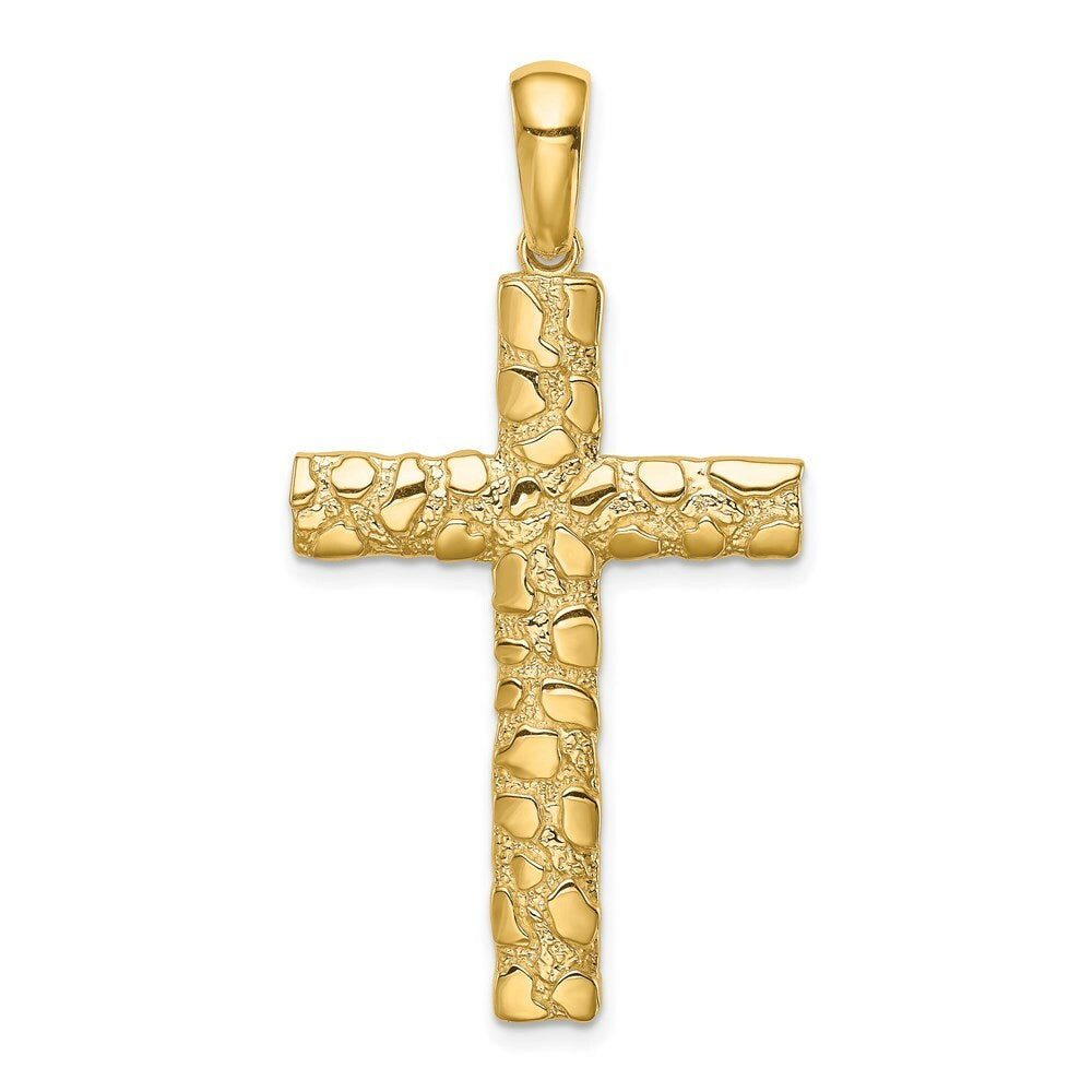 14K Yellow Gold Nugget Cross Pendant
