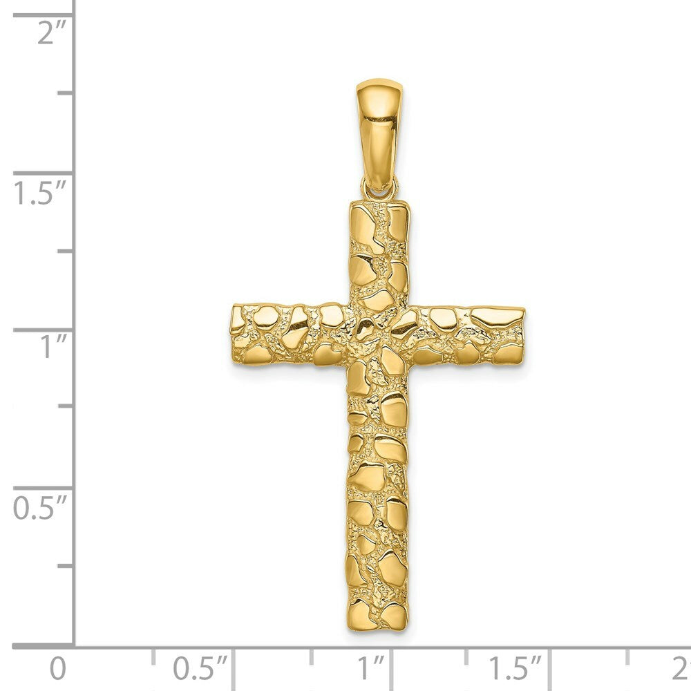 14K Yellow Gold Nugget Cross Pendant