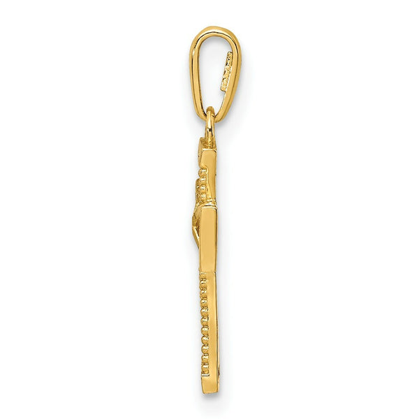 14K Yellow Gold Diamond-cut Cross Pendant